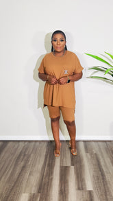 CUTEST 2PC ROUND NECK LOUNGE SET (Almond)